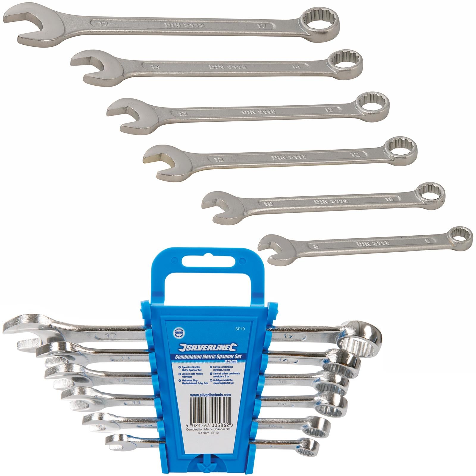 Silverline Combination Metric Spanner Set 6 Piece 8-17mm