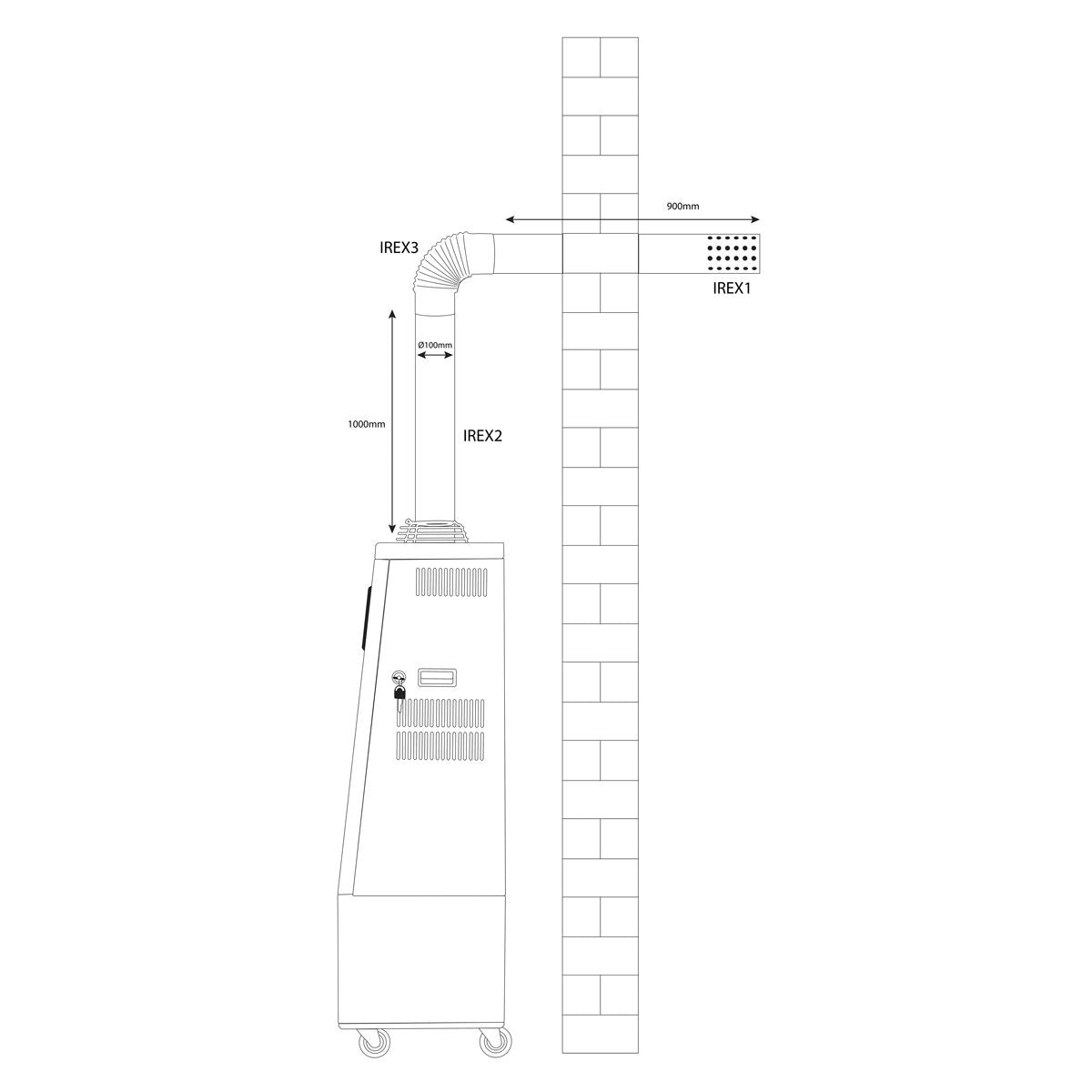 Sealey Stainless Steel Exhaust/Flue End Pipe for IR13/IR16 Ø100mm - 900mm 
