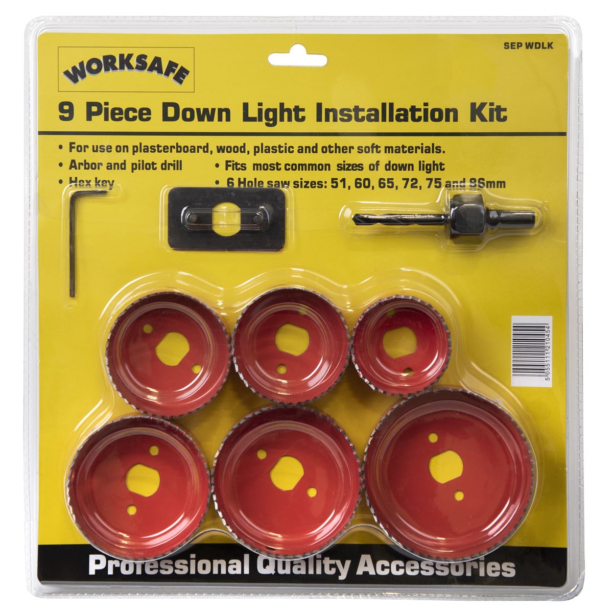 Worksafe by Sealey Downlight Hole Saw Kit 9pc