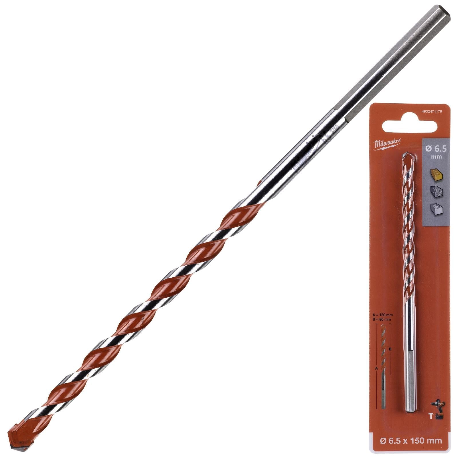 Milwaukee Premium Concrete Masonry Drill Bits 3 Flat Shank Hammer and Rotary 