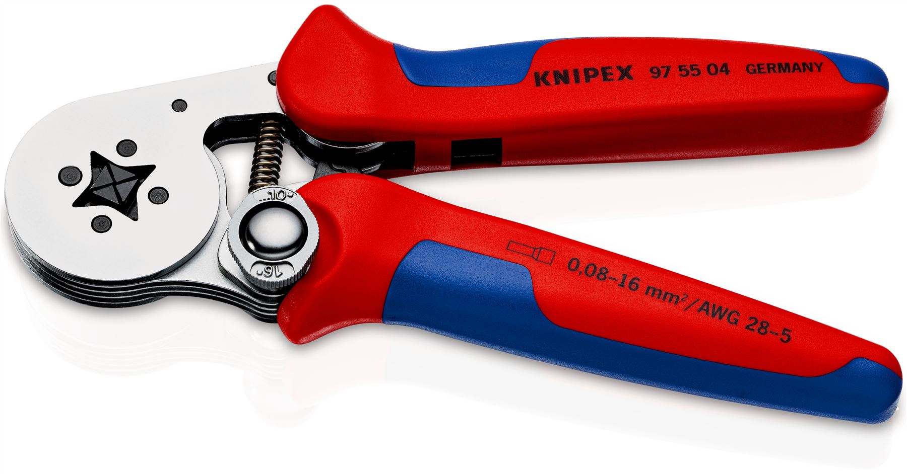 KNIPEX Self Adjusting Crimping Pliers for Wire Ferrules with Lateral Access 0.08-16mm² 180mm Multi Component Grips 97 55 04 SB