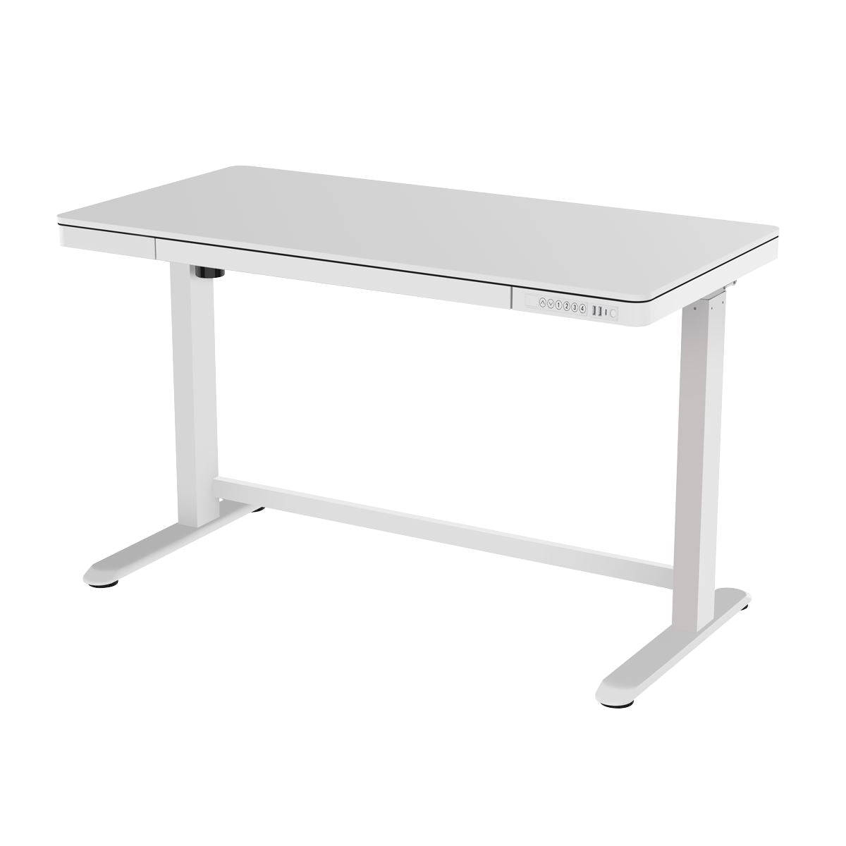 Dellonda White Electric Adjustable Standing Desk with USB & Drawer, 1200 x 600mm