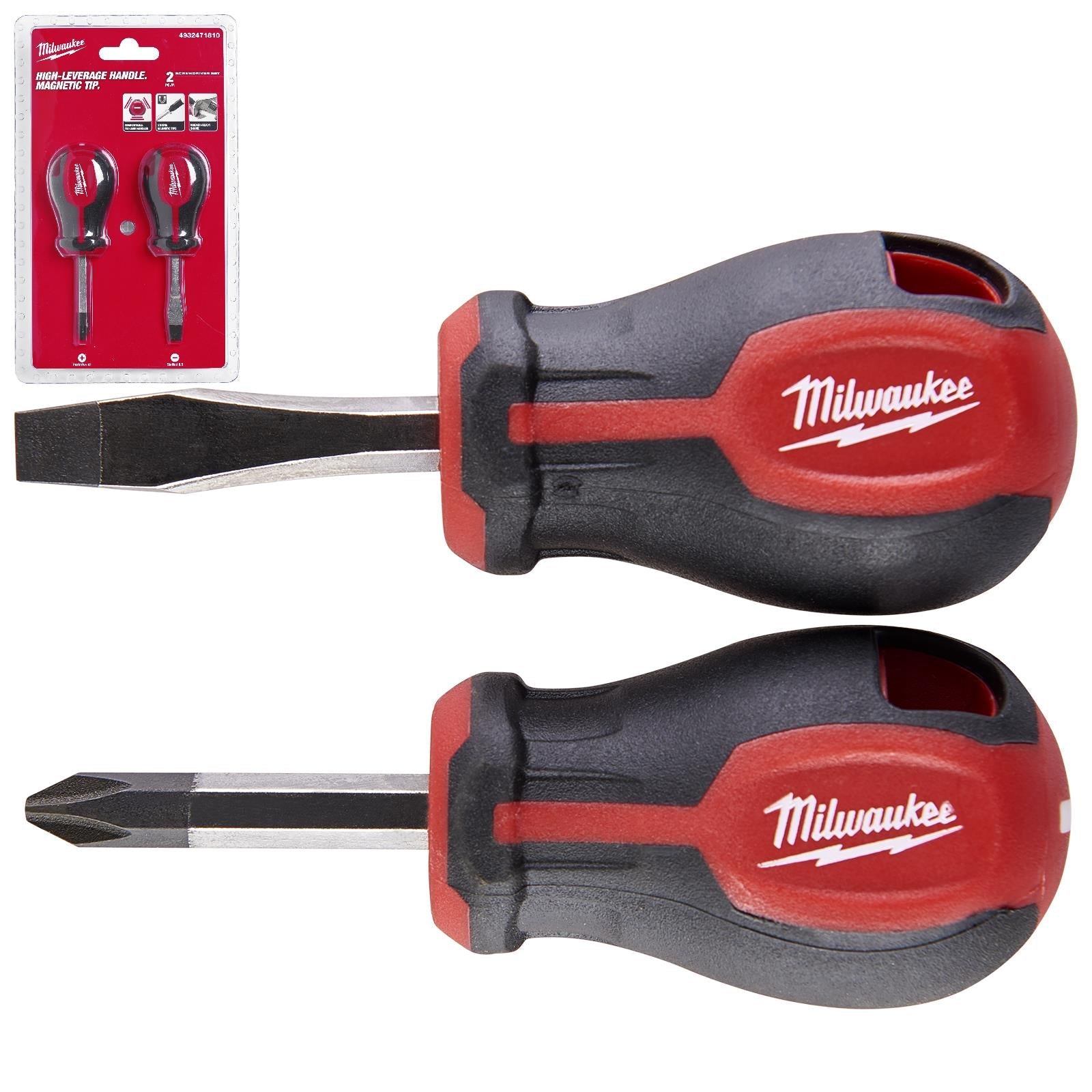 Milwaukee Screwdriver Set Tri-lobe Stubby 2 Piece Pozi Slotted 