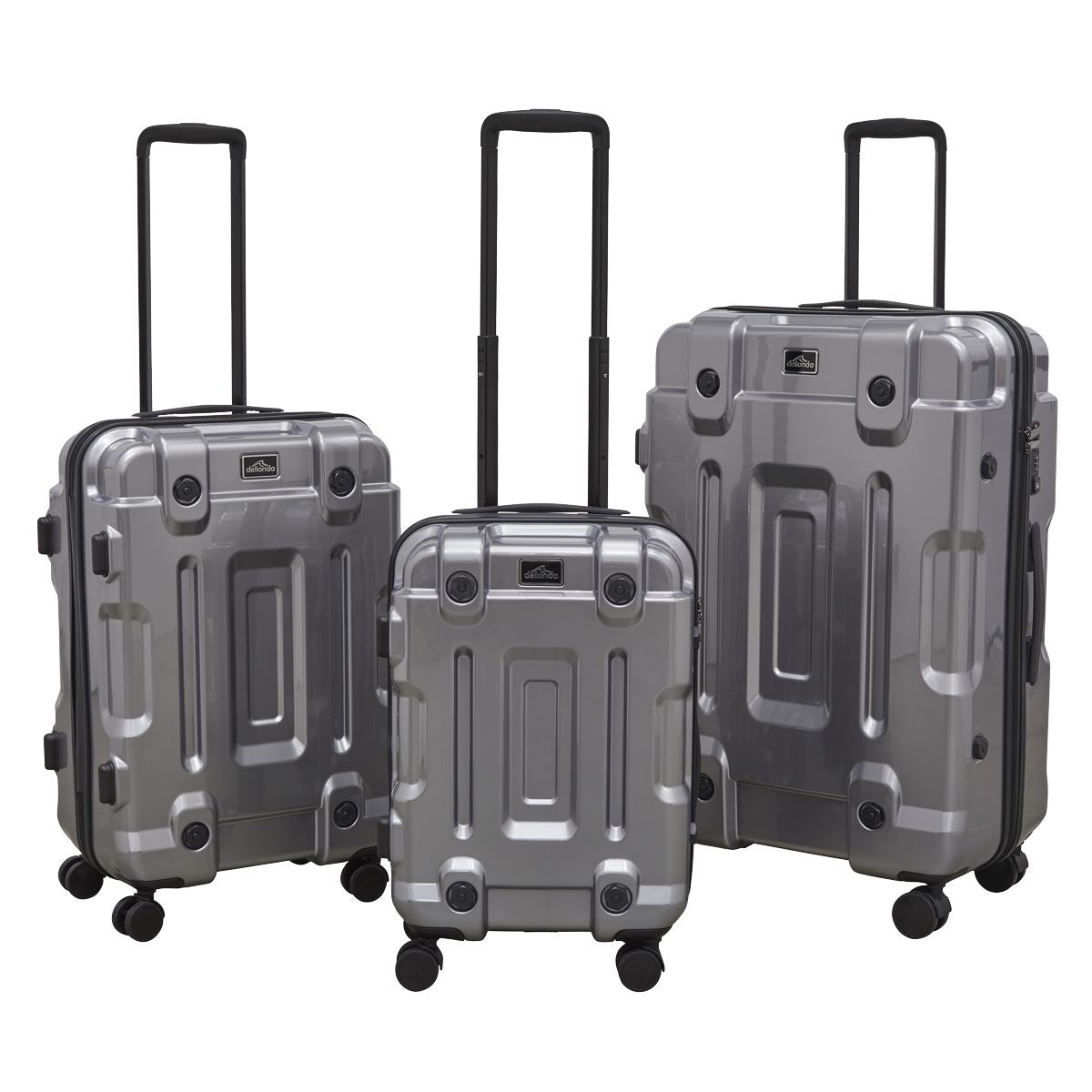 Dellonda 3pc Lightweight ABS Luggage Set  - 20", 24", 28" - Silver - DL9