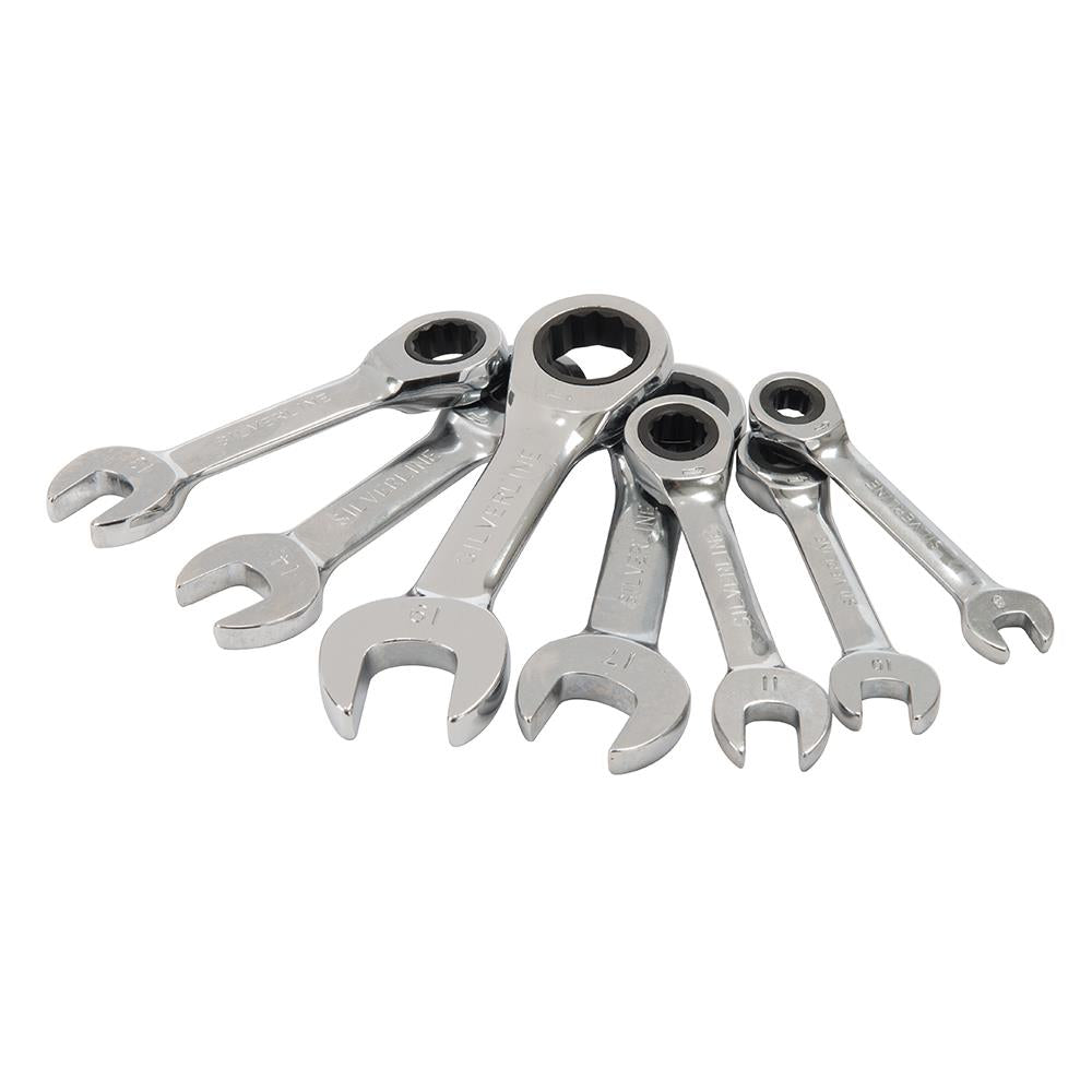 Silverline Stubby Ratchet Spanner Set 7pce 8 - 19mm 199916