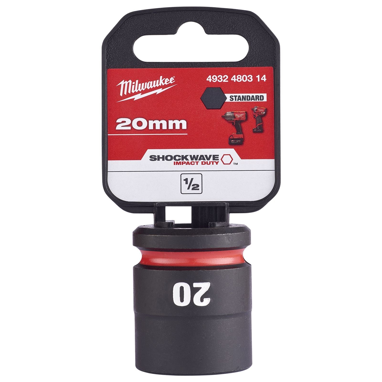 Milwaukee Impact Sockets Standard 1/2" Drive 8-32mm SHOCKWAVE Impact Duty 