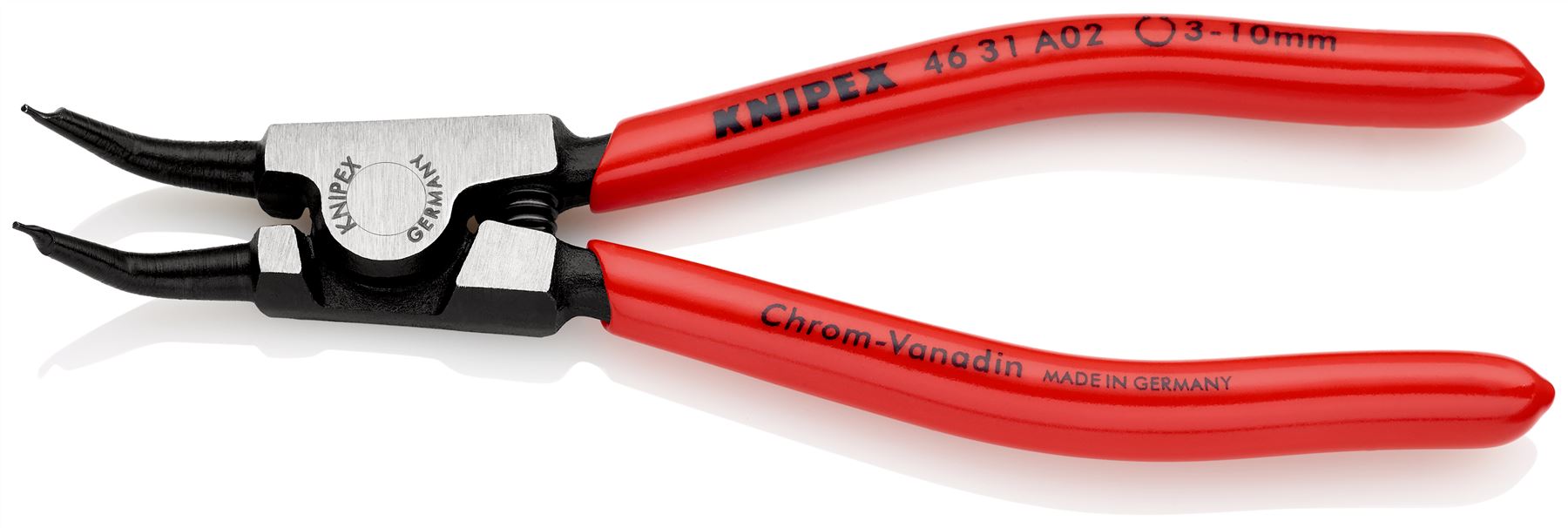 KNIPEX Circlip Pliers for External Circlips on Shafts 45° Angled 130mm 0.9mm Diameter Tips 46 31 A02