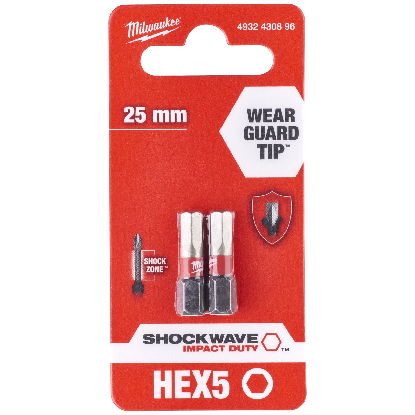 Milwaukee Screwdriver Bits Shockwave Impact Duty PH PZ TX HEX SL Blister Packed 