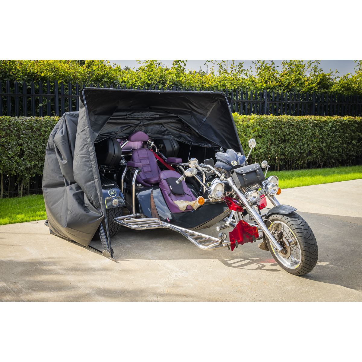 Sealey Trike/3 Motorcycle Garage Shelter 2100 x 3800 x 1900mm  White Rose Tools