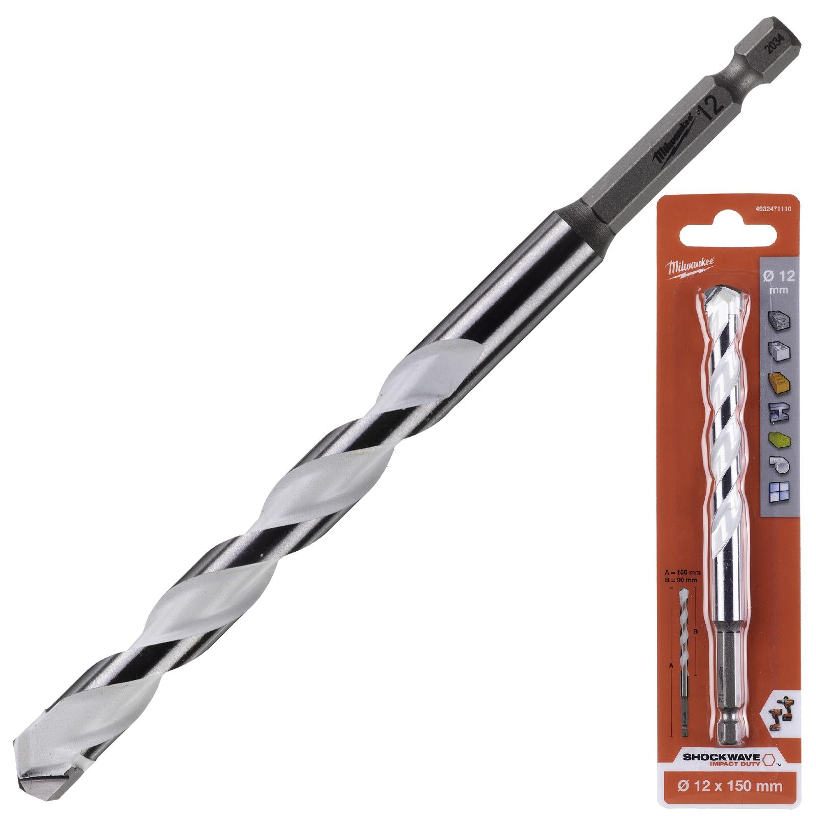 Milwaukee Multi Material Drill Bits Impact Rated TCT for Wood Metal Masonry 