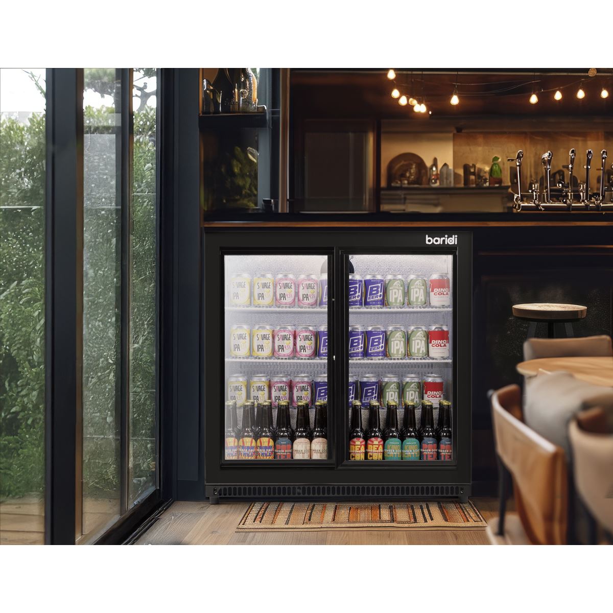 Baridi Back Bar Drinks Fridge/Cooler with Double Sliding Doors, 190L Capacity  White Rose Tools
