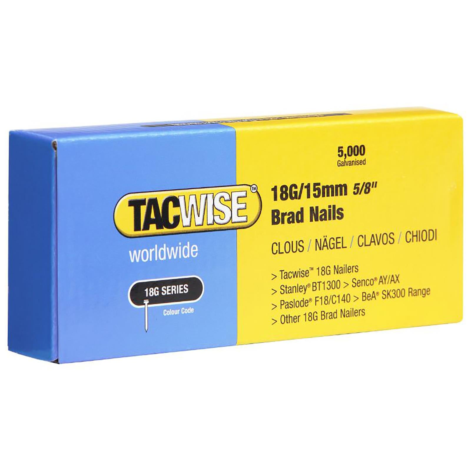 Tacwise Brad Nails 18 Gauge for Nail Guns 5000 Pack 10-50mm