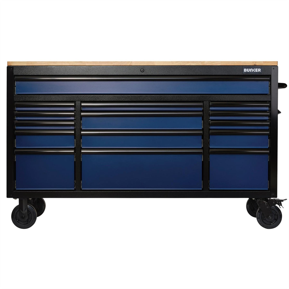 BUNKER 15 Drawer Workbench Roller Tool Cabinet 61" Blue 27336  White Rose Tools