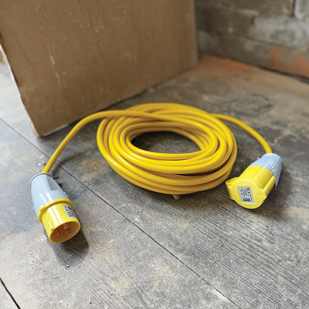 Defender Extension Lead Yellow 2.5mm2 16A 14m 110V E85121