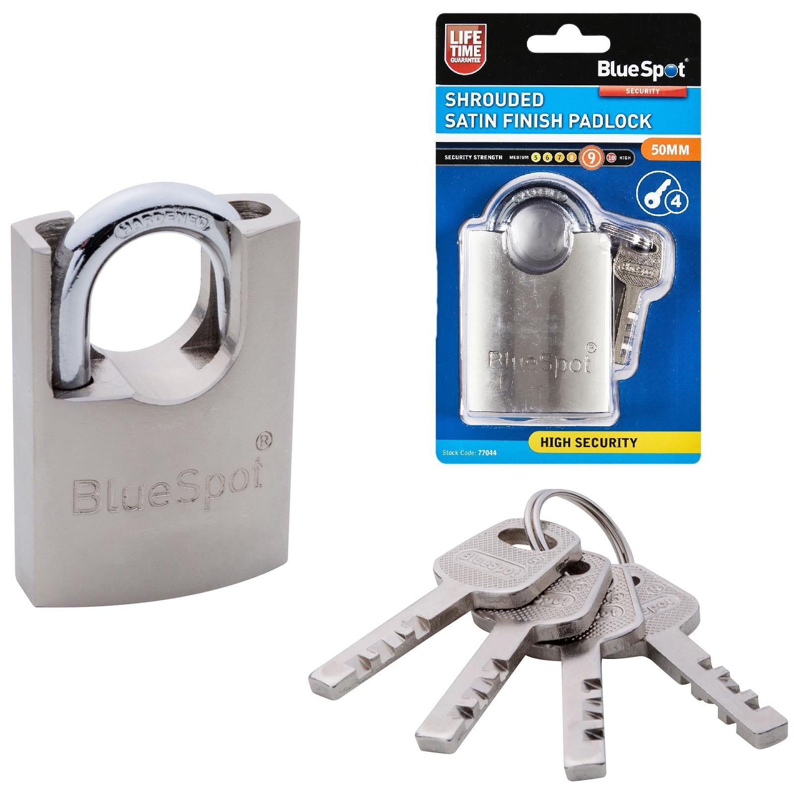 BlueSpot Shrouded Satin Finish Padlock 50mm 