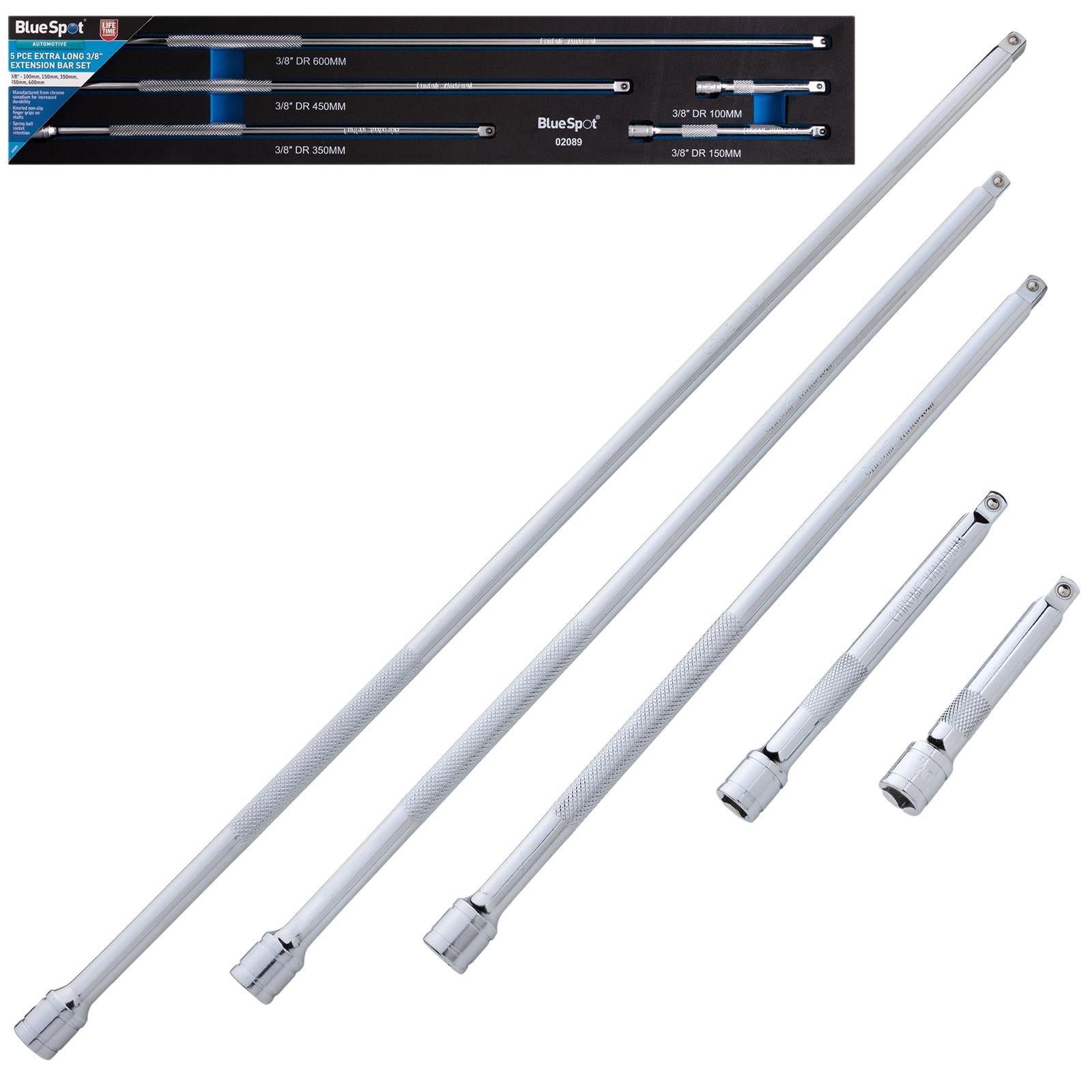BlueSpot Extension Bar Set Extra Long 3/8" Drive 5 Piece in EVA Foam