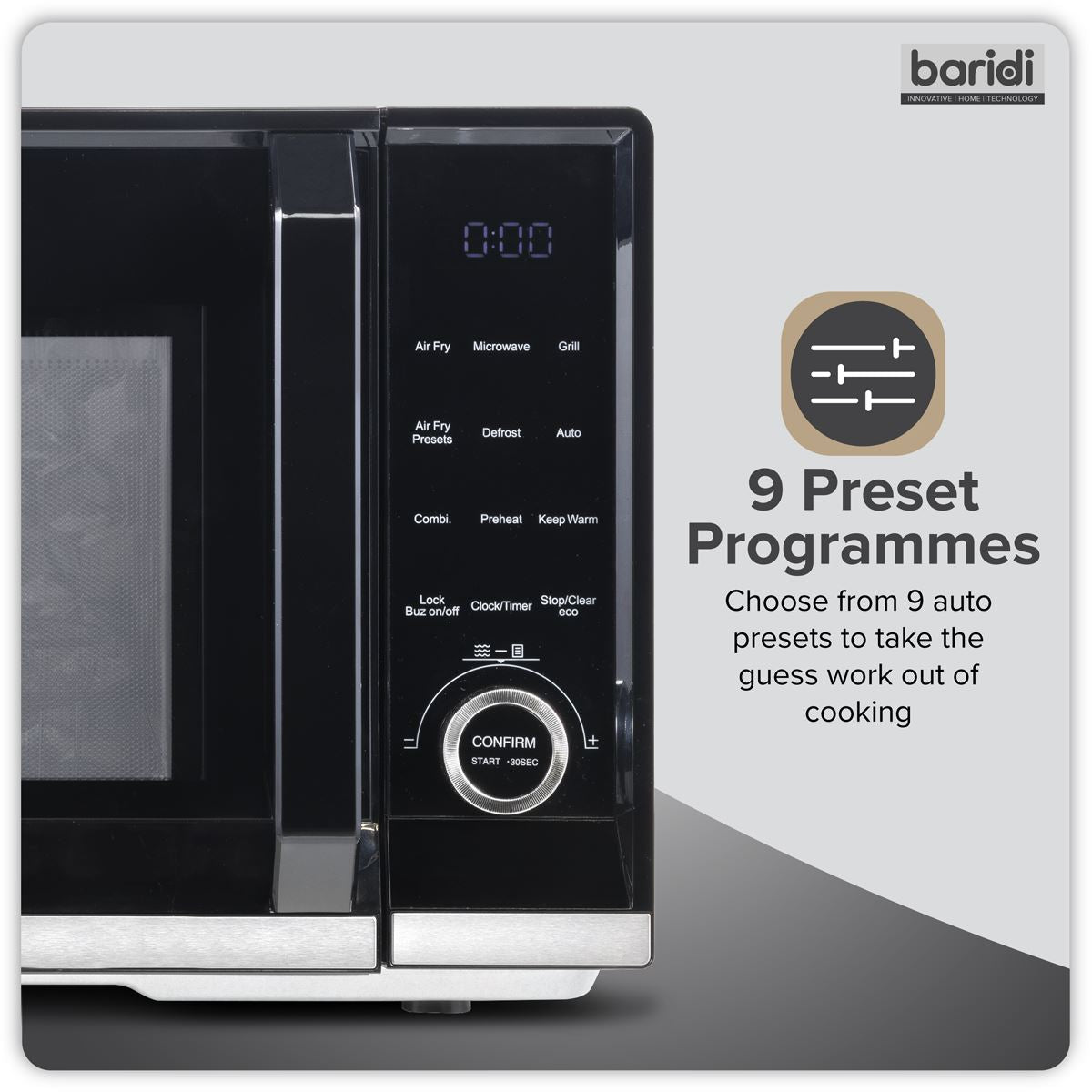 Baridi 7-in-1 Air Fryer Microwave & Grill, 28L Capacity - Black  White Rose Tools