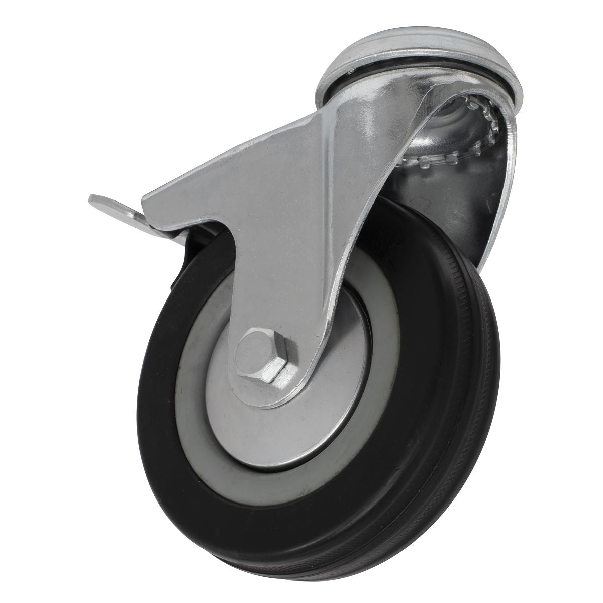 Sealey Castor Wheel Bolt Hole Swivel with Brake Ø100mm 