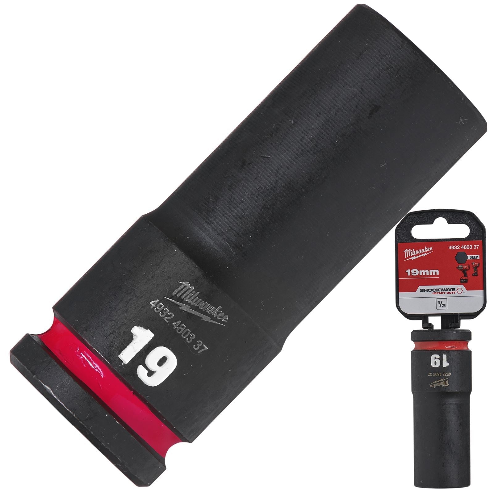 Milwaukee Impact Sockets Deep 1/2" Drive 8-36mm SHOCKWAVE Impact Duty 