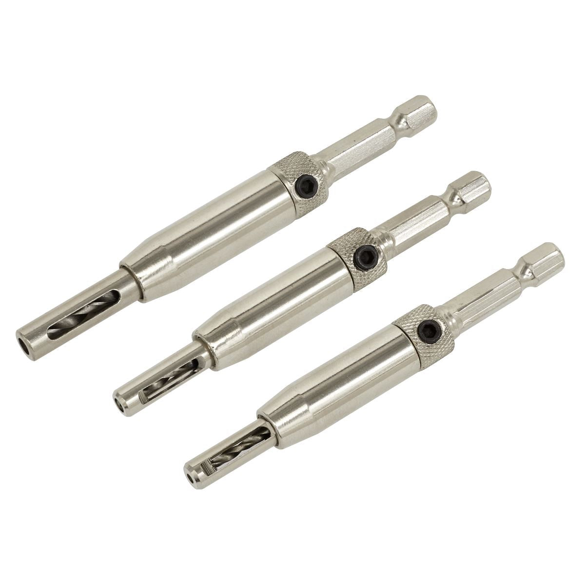 Sealey Self-Centring Chamfered Hinge Drill Set 3pc 