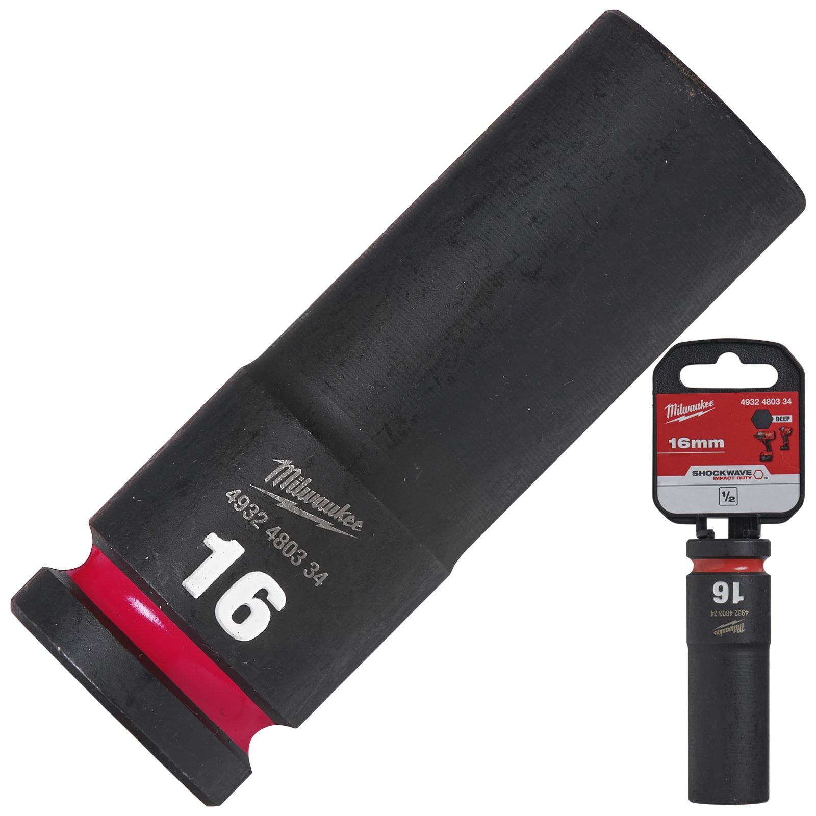 Milwaukee Impact Sockets Deep 1/2" Drive 8-36mm SHOCKWAVE Impact Duty 