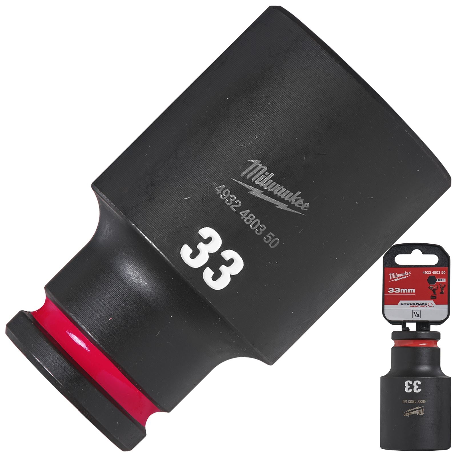 Milwaukee Impact Sockets Deep 1/2" Drive 8-36mm SHOCKWAVE Impact Duty 