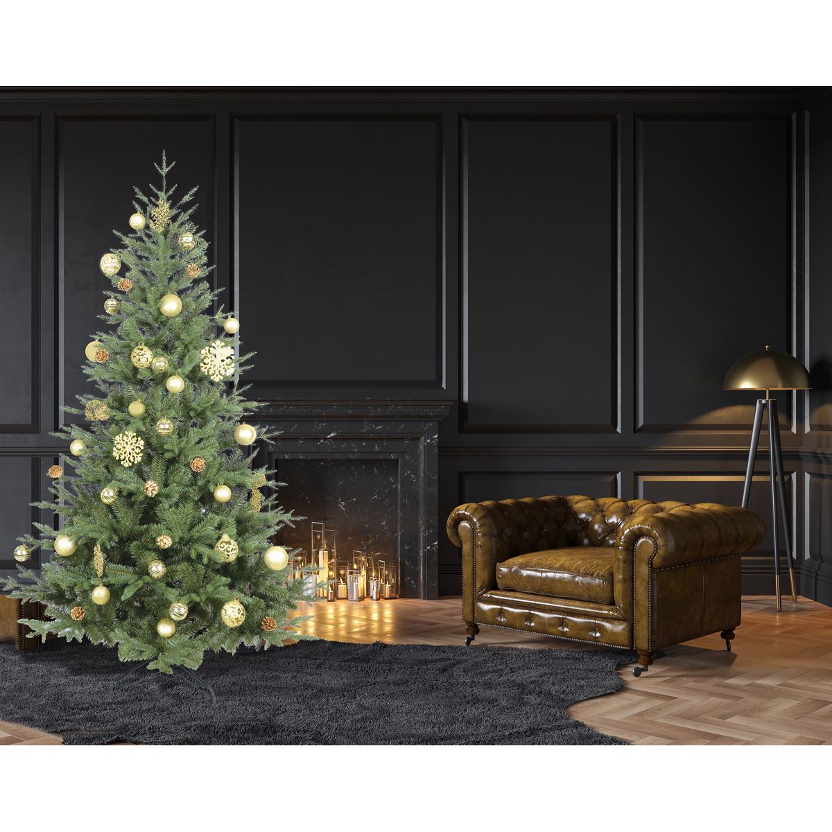 Dellonda Artificial 7ft/210cm Hinged Christmas Tree with 1000+ PE/PVC Tips - DH46