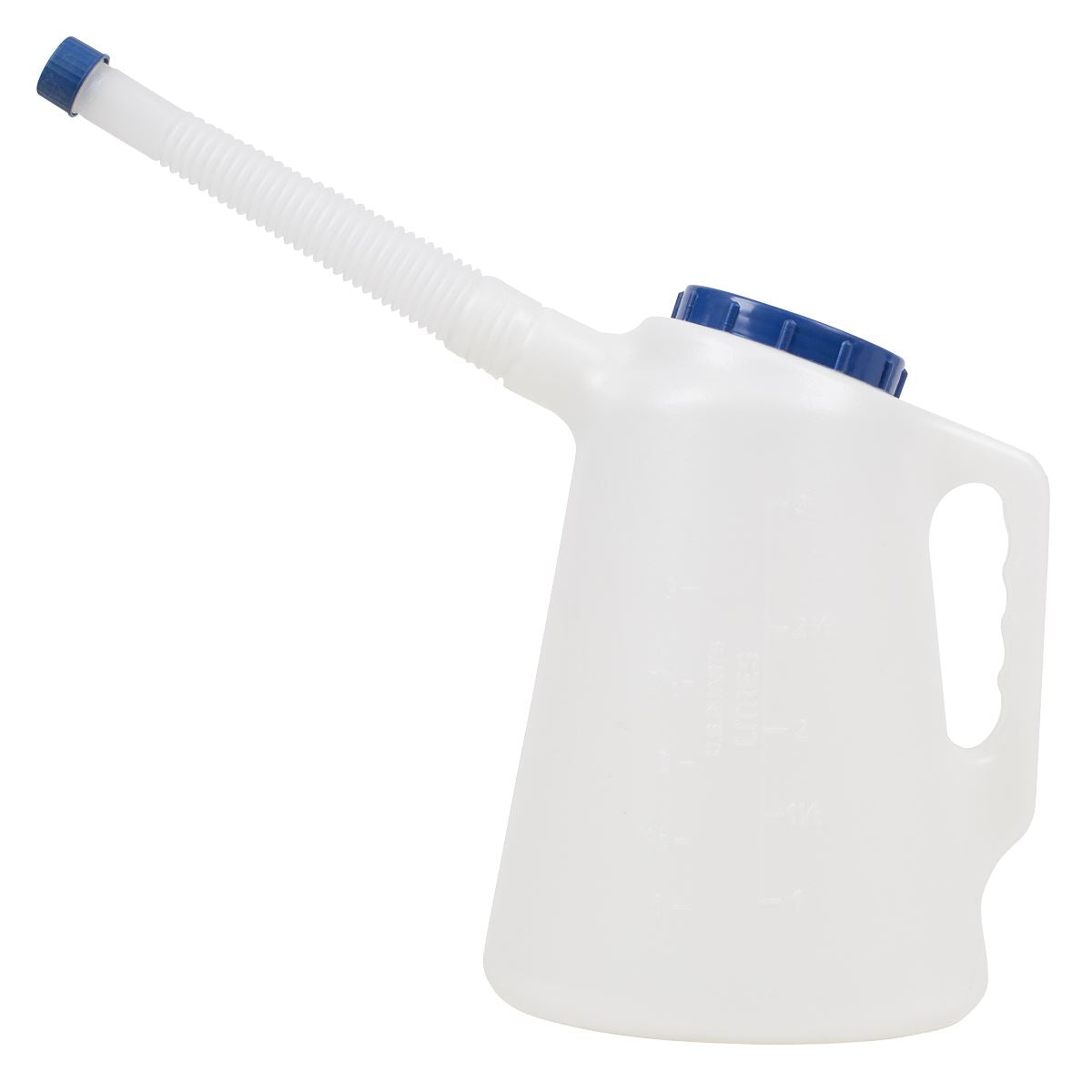Sealey Oil Container with Flexible Spout 3L - Blue Lid  White Rose Tools