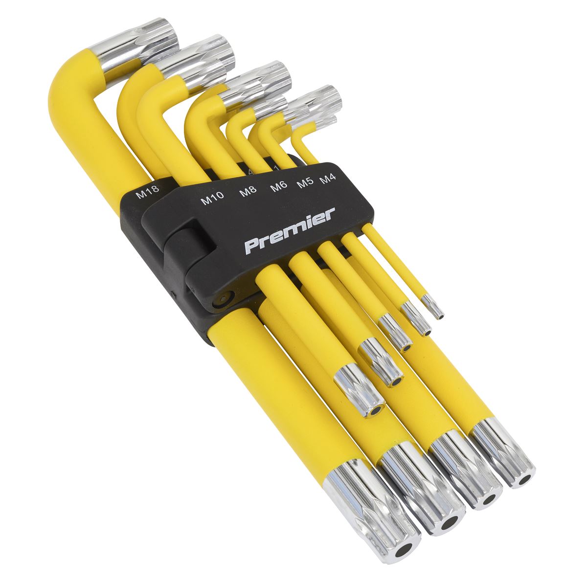 Sealey Premier Jumbo Spline Key Set 9 Piece Anti Slip M4-M18