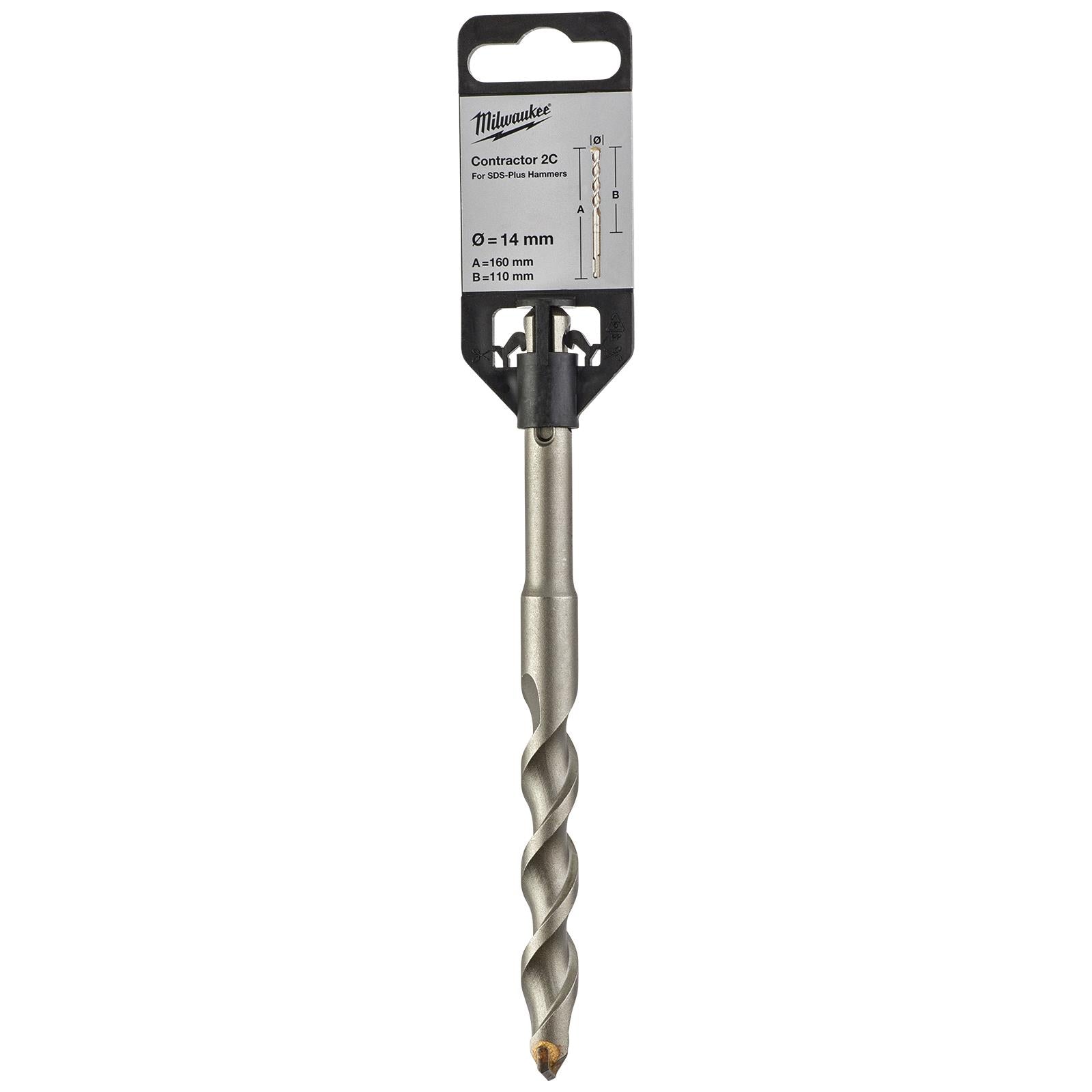 Milwaukee SDS Plus Contractor Hammer Drill Bits 2 Cut 