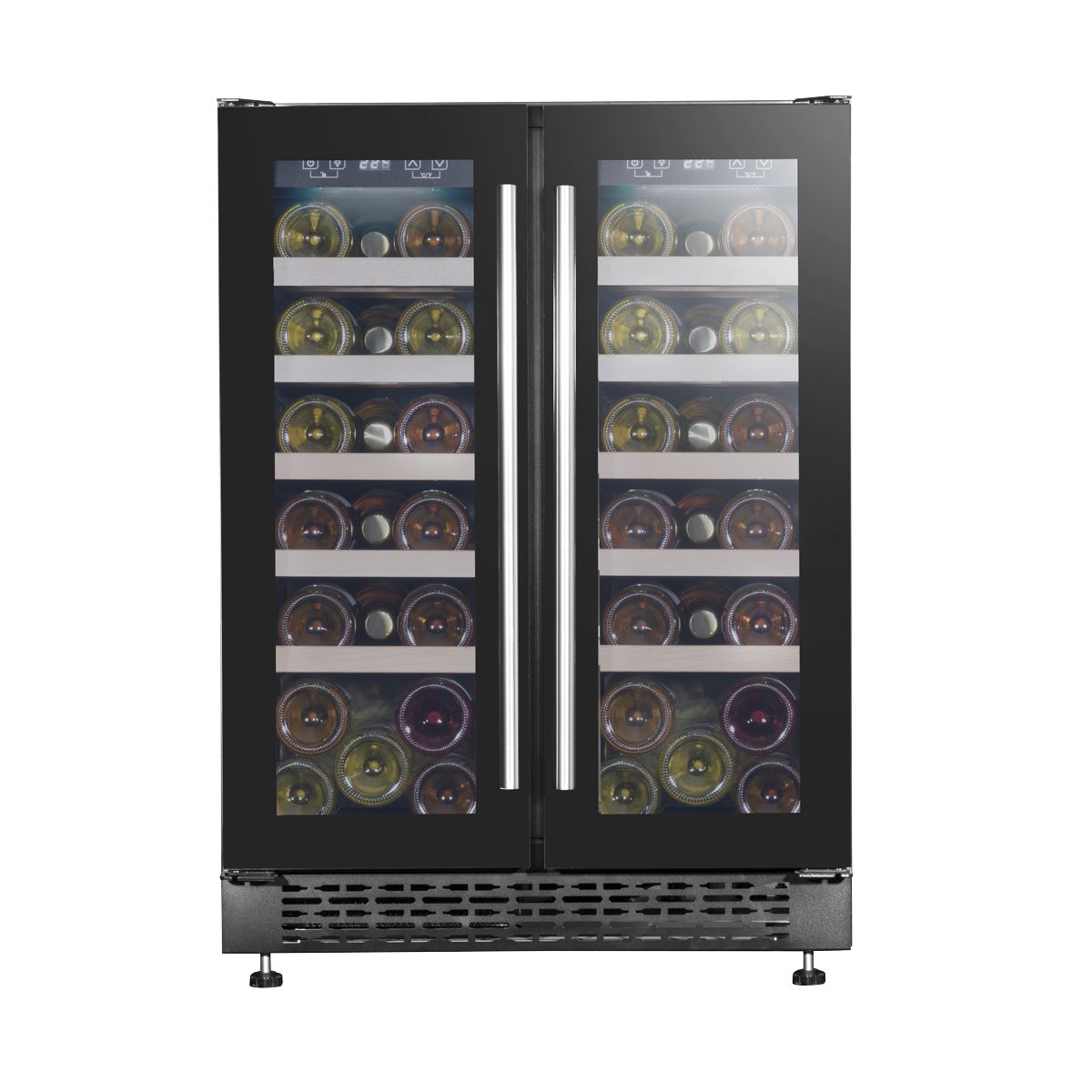 Baridi 60cm Dual Zone Wine Cooler and Drinks Fridge 40 Bottle/120 Can Built-In Under Counter/Freestanding Glass Fronted Bar Drinks Fridge Chiller