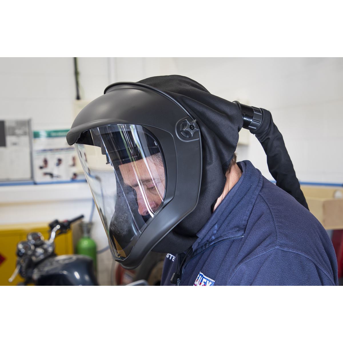 Worksafe by Sealey Face Shield with Powered Air Purifying Respirator (PAPR)