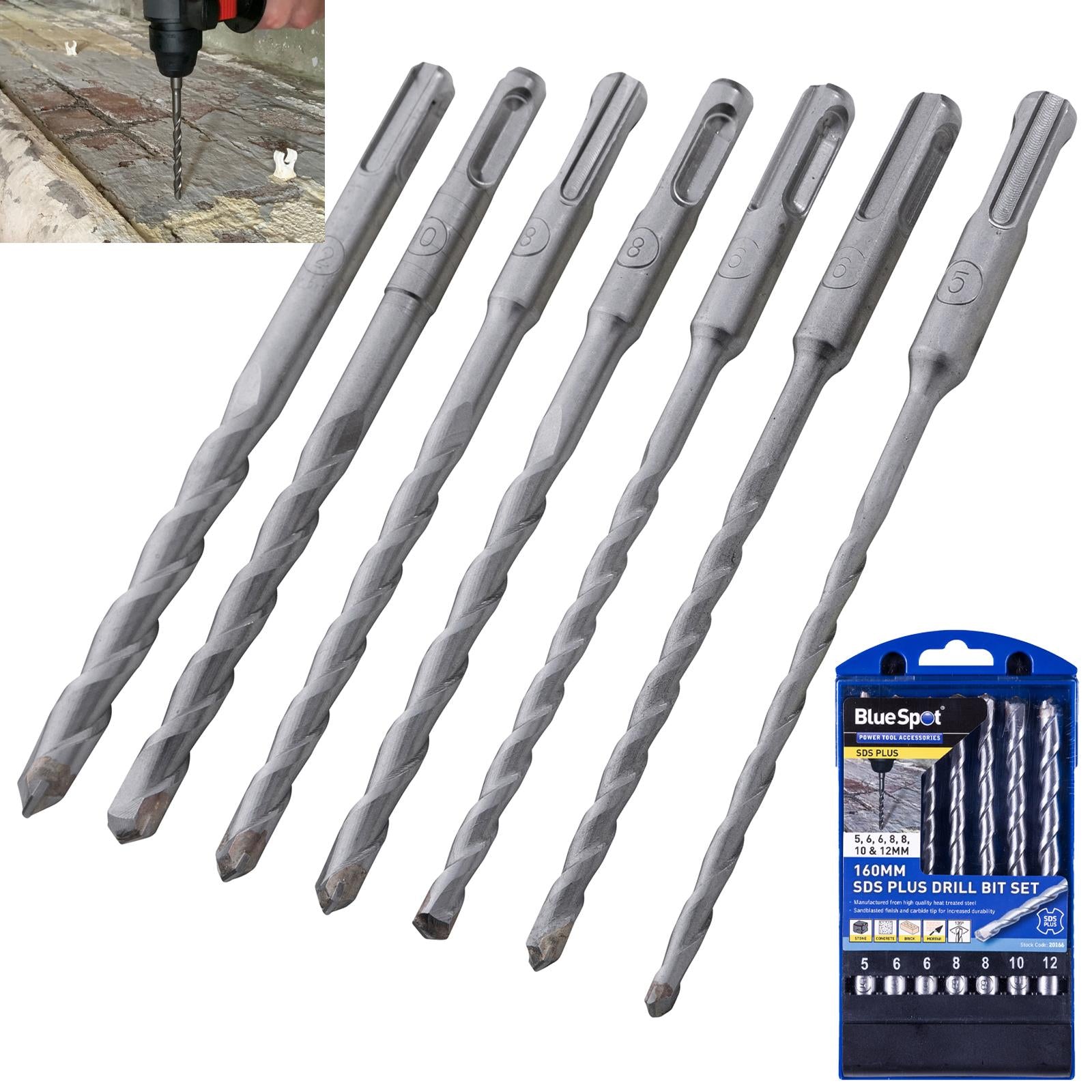 BlueSpot SDS Plus Drill Bit Set 7 Piece 5-12mm 160mm 