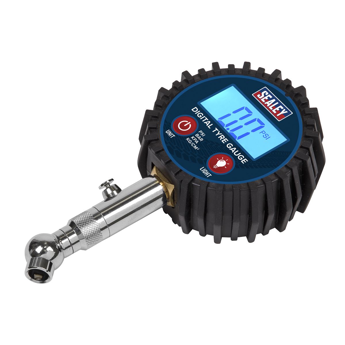 Sealey Digital Tyre Pressure Gauge with Swivel Head & Quick Release 