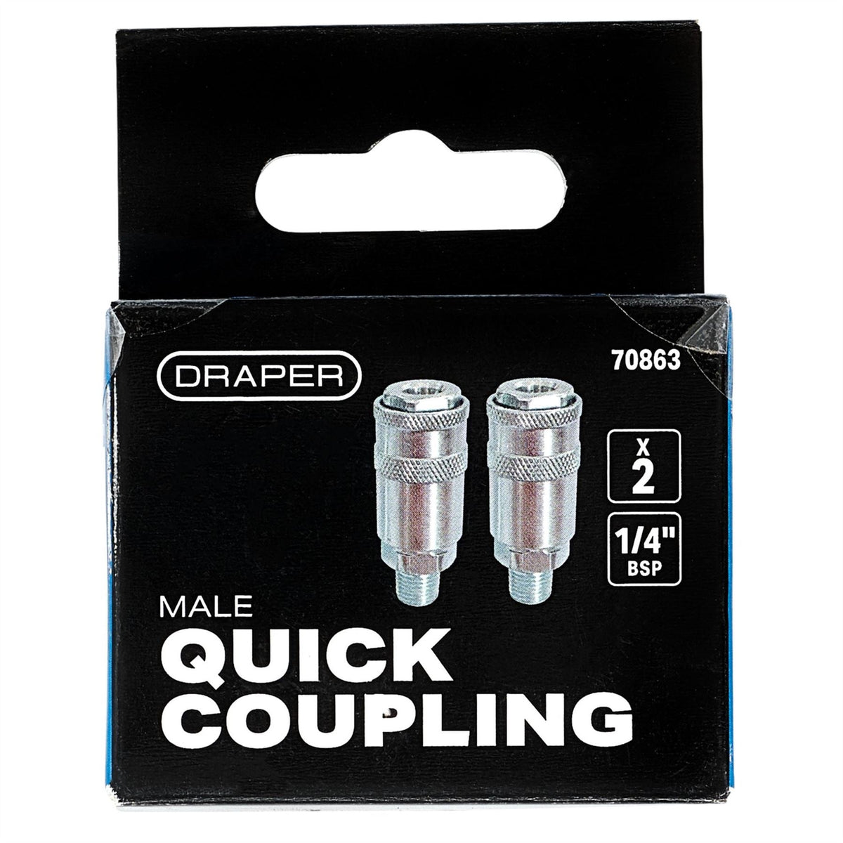 Draper 1/4" Male Quick Coupling (Pack of 2) 70863  White Rose Tools