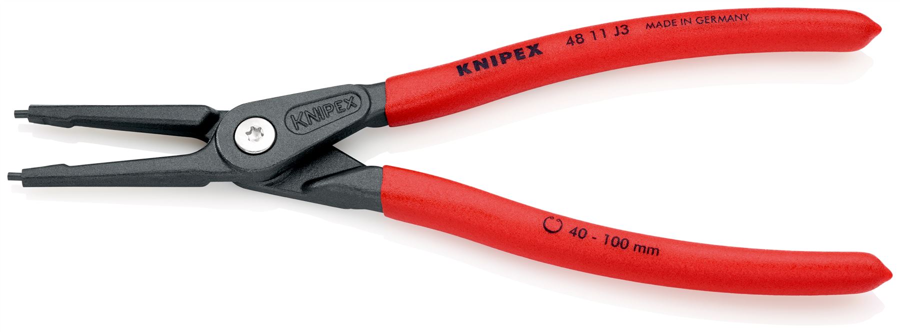 KNIPEX Precision Circlip Pliers for Internal Circlips in Bore Holes 225mm 2.3mm Diameter Tips 40 11 J3