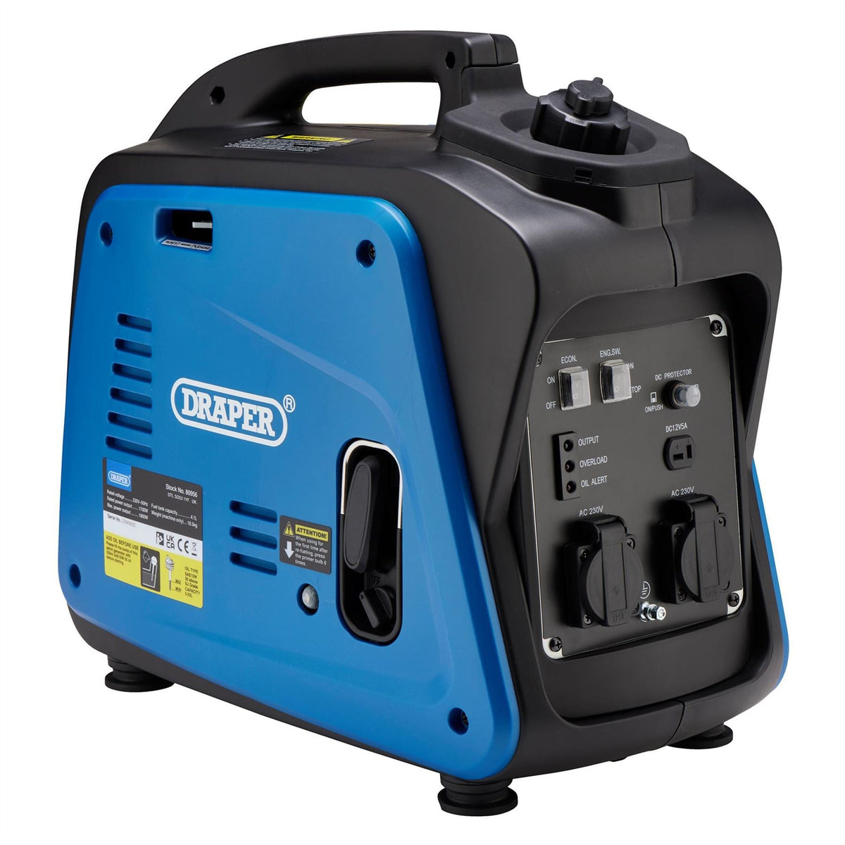 Draper Petrol Inverter Generator 1700W 80956  White Rose Tools