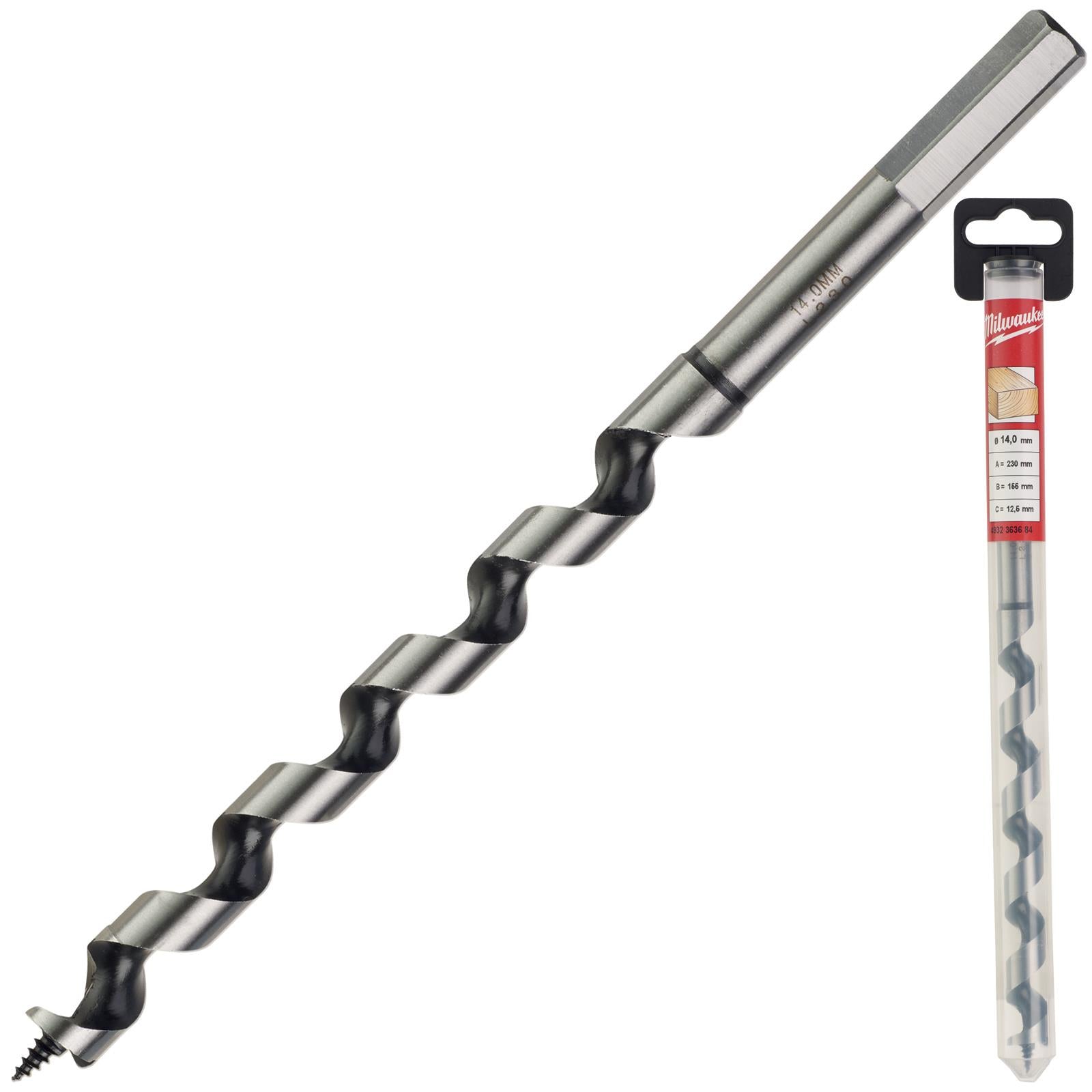 Milwaukee Wood Auger Drill Bits 230mm Overall Length 