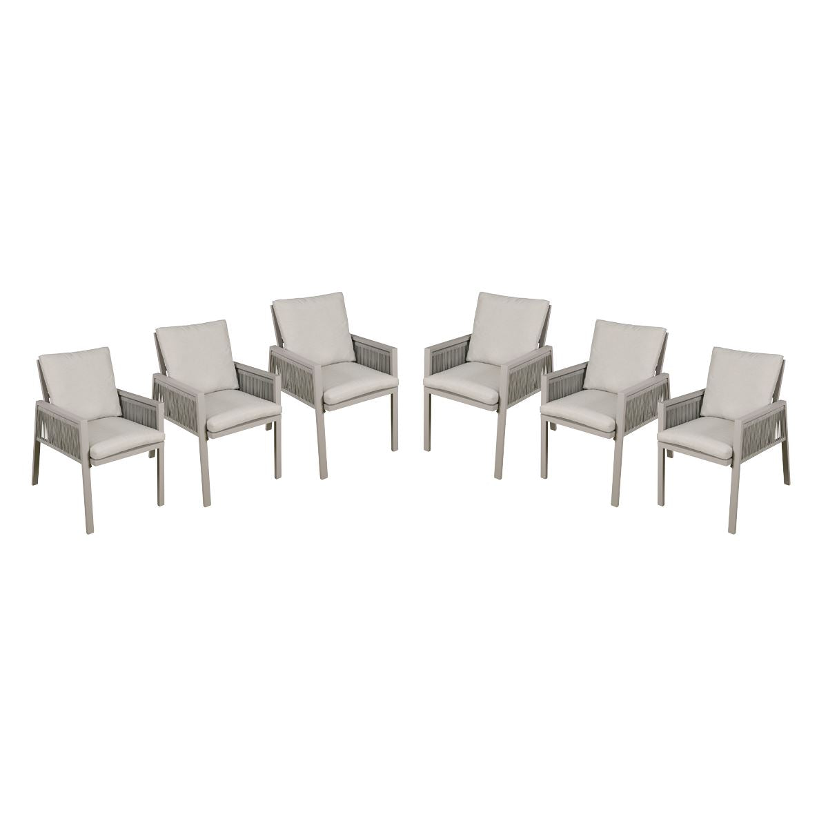 Dellonda Fusion Garden/Patio Dining Chair with Armrests, Set of 6, Light Grey - DG49
