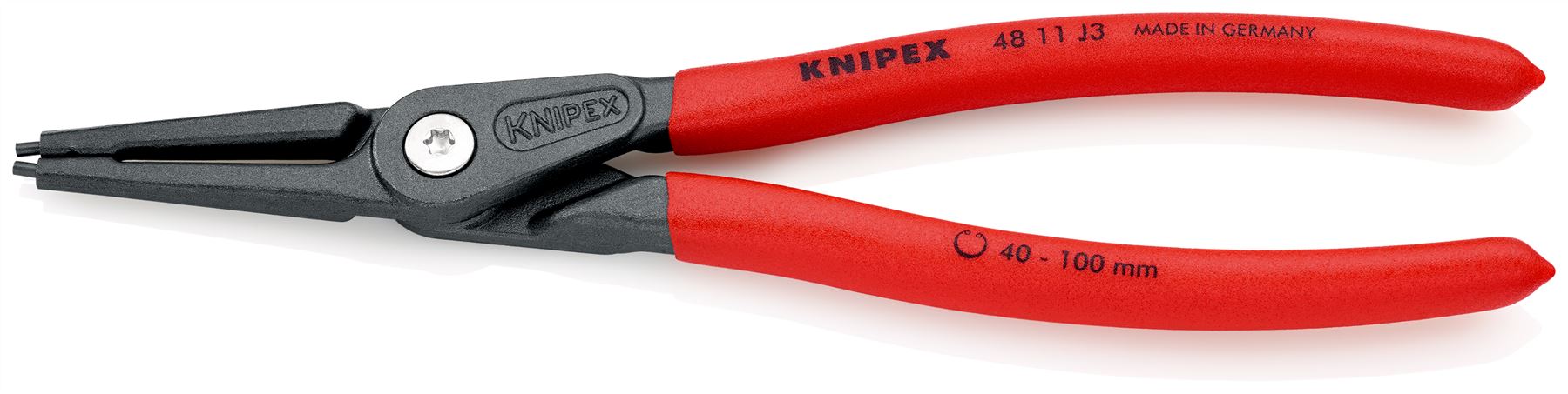 KNIPEX Precision Circlip Pliers for Internal Circlips in Bore Holes 225mm 2.3mm Diameter Tips 40 11 J3