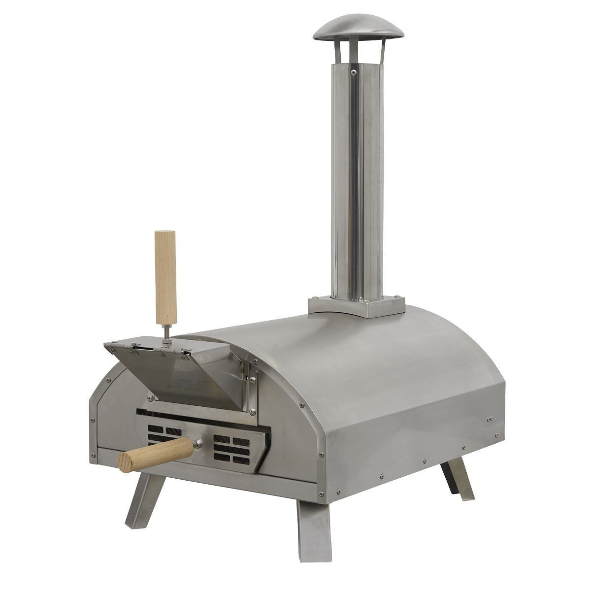 Dellonda 14" Portable Wood-Fired Pizza & Smoking Oven - Stainless Steel