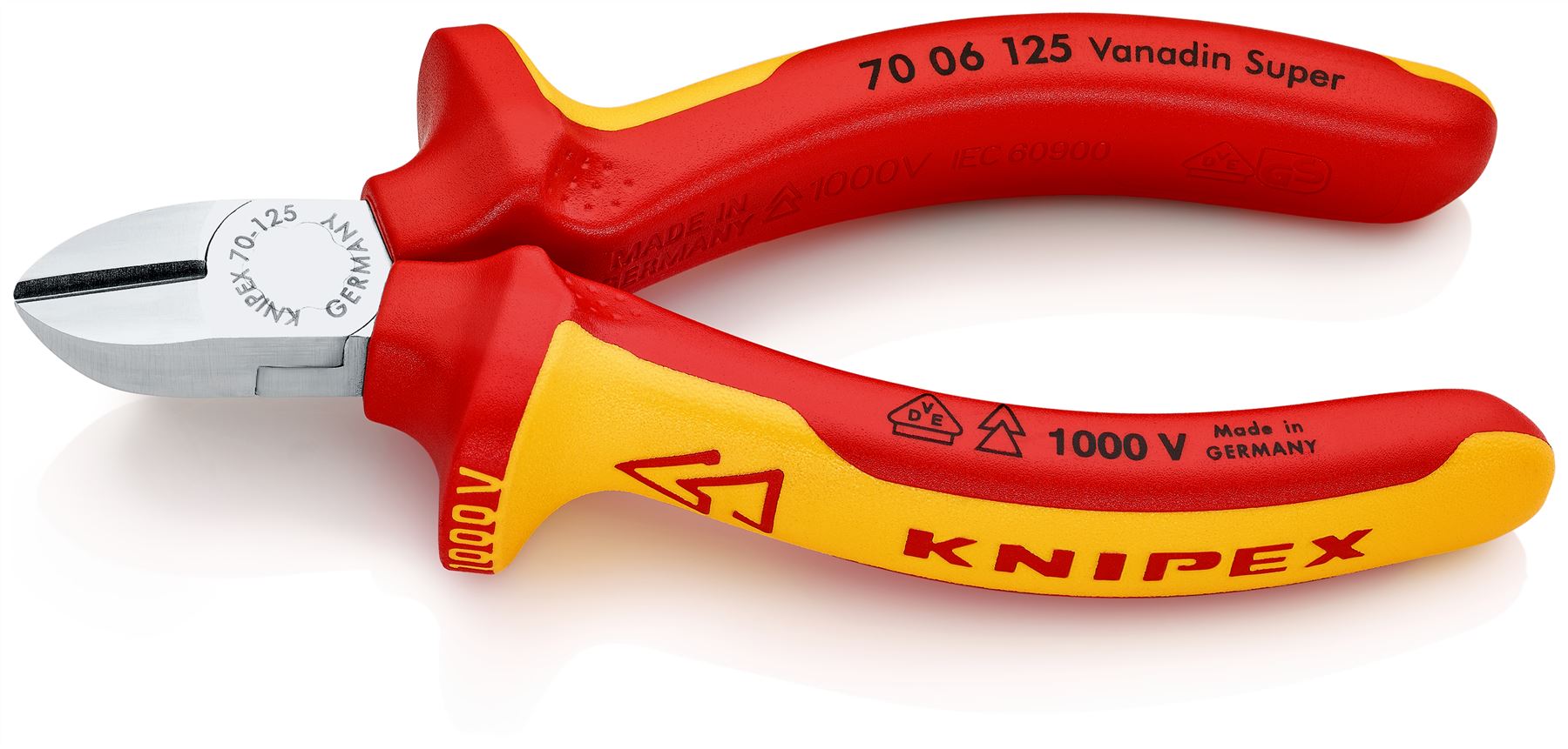 KNIPEX Diagonal Cutting Pliers Side Cutters 125mm VDE Insulated Multi Component Grips 70 06 125