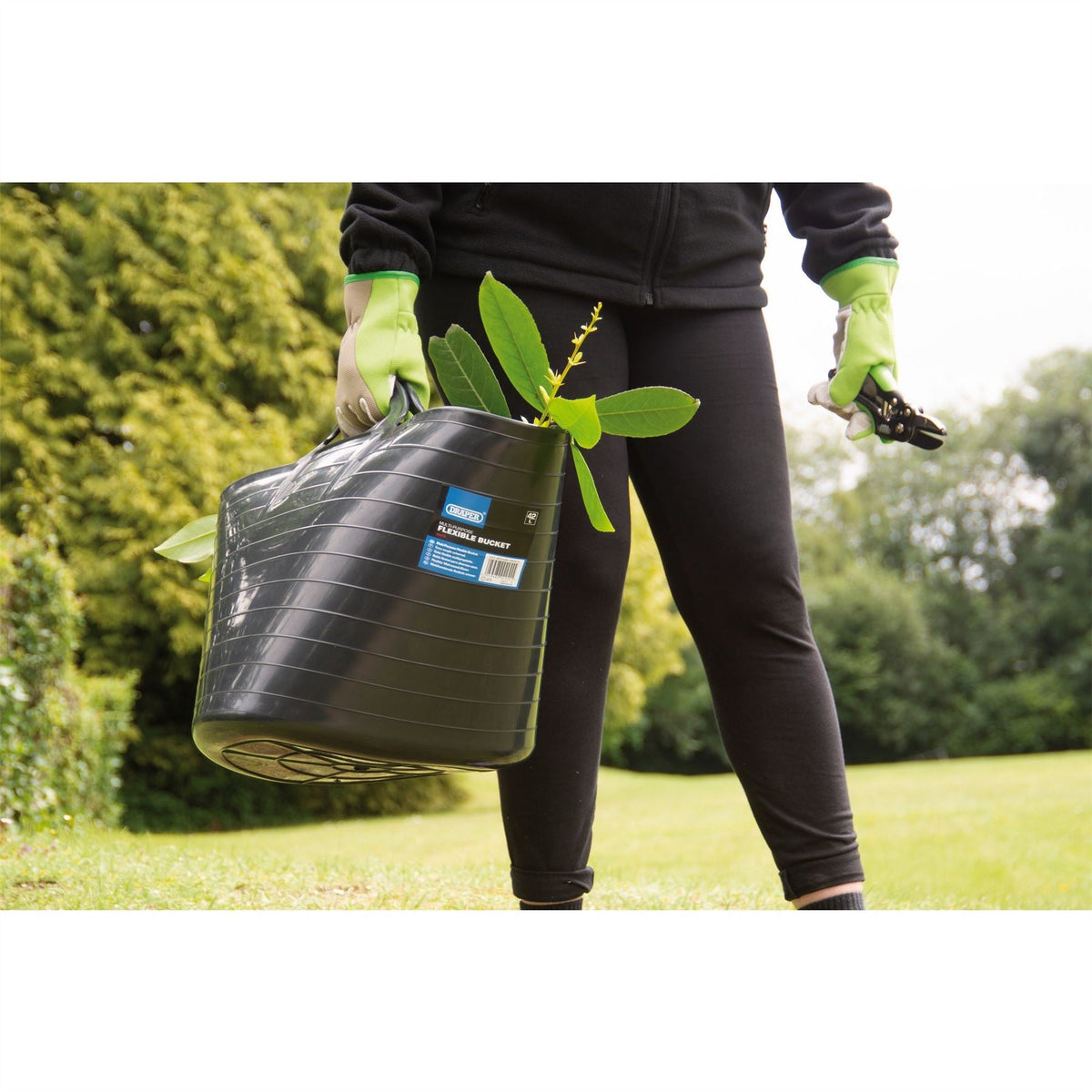 Draper Multi-Purpose Flexible Bucket 42L Black 43475  White Rose Tools