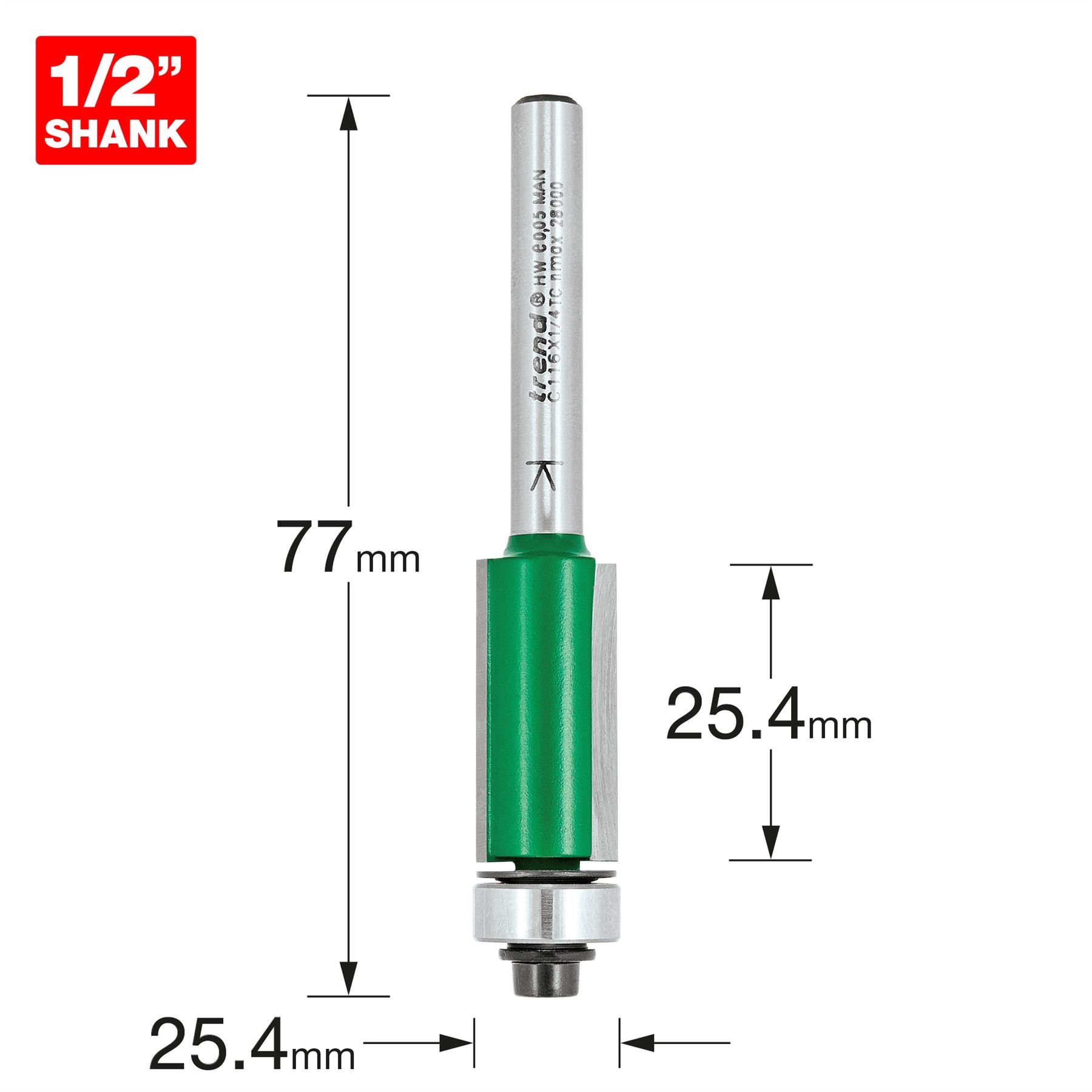 Trend Self Guided Trimmer 12.7mm Diameter  C116X1/4TC 