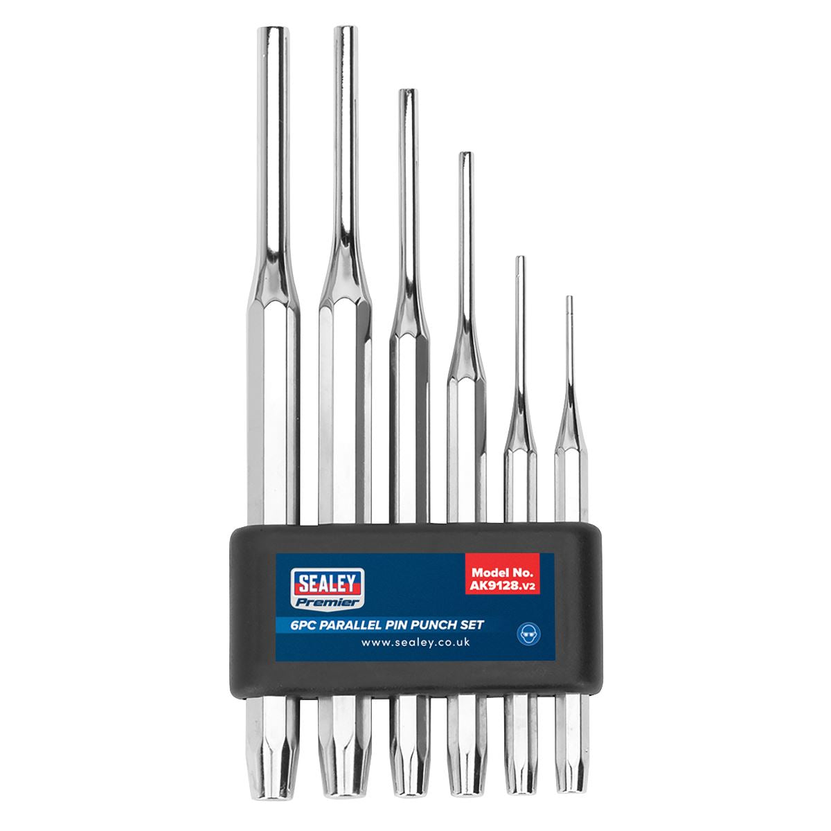 Sealey Premier 6 Piece Parallel Pin Punch Set 2-8mm Diameter 115-180mm Long