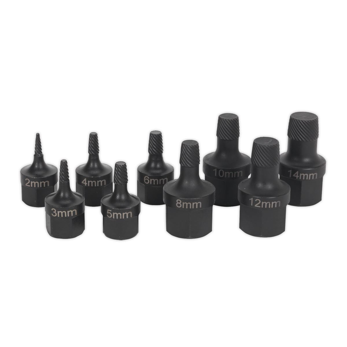 Sealey 9 Piece 2-14mm Stud Extractor Set Socket Set 3/8" & 1/2" Drive