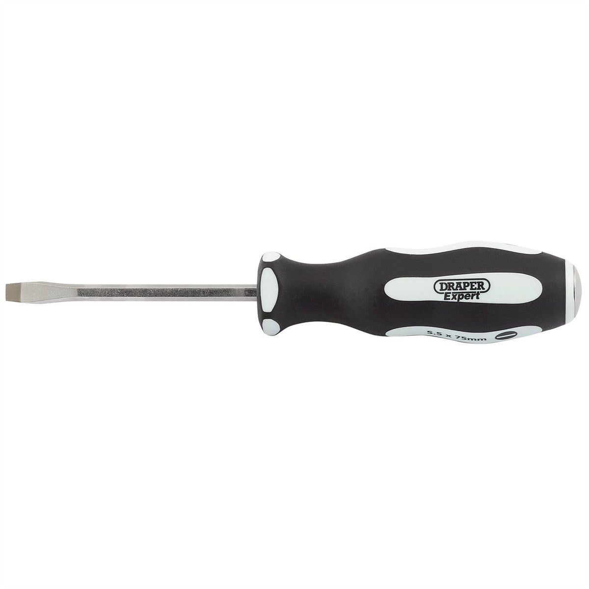 Draper Expert 'Pound Thru' Plain Slot Soft Grip Screwdriver 5.5 x 75mm 35176  White Rose Tools