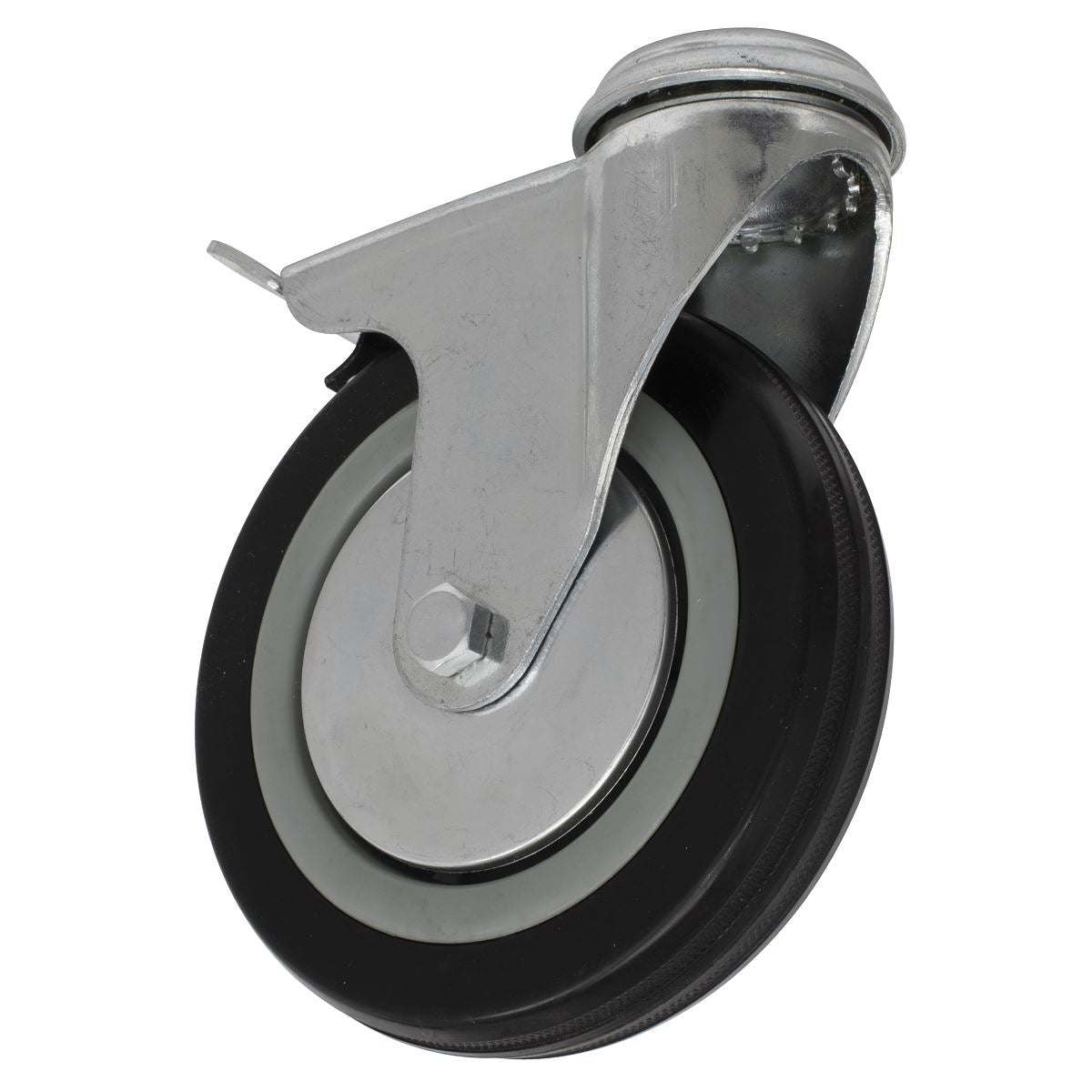 Sealey Castor Wheel Bolt Hole Swivel with Brake Ø125mm 