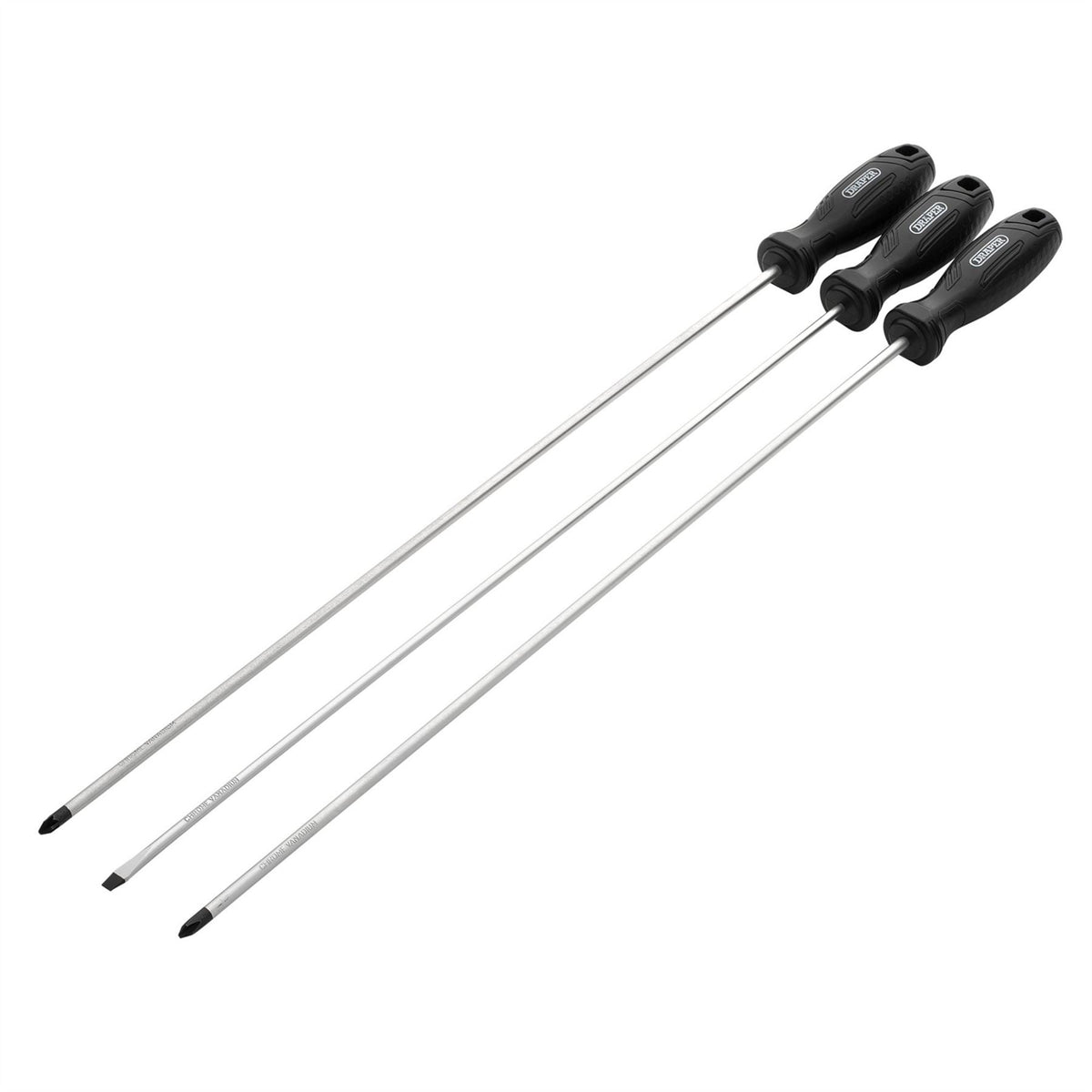 Draper Long Reach Hard Grip Screwdriver Set (3 Piece) 13580  White Rose Tools