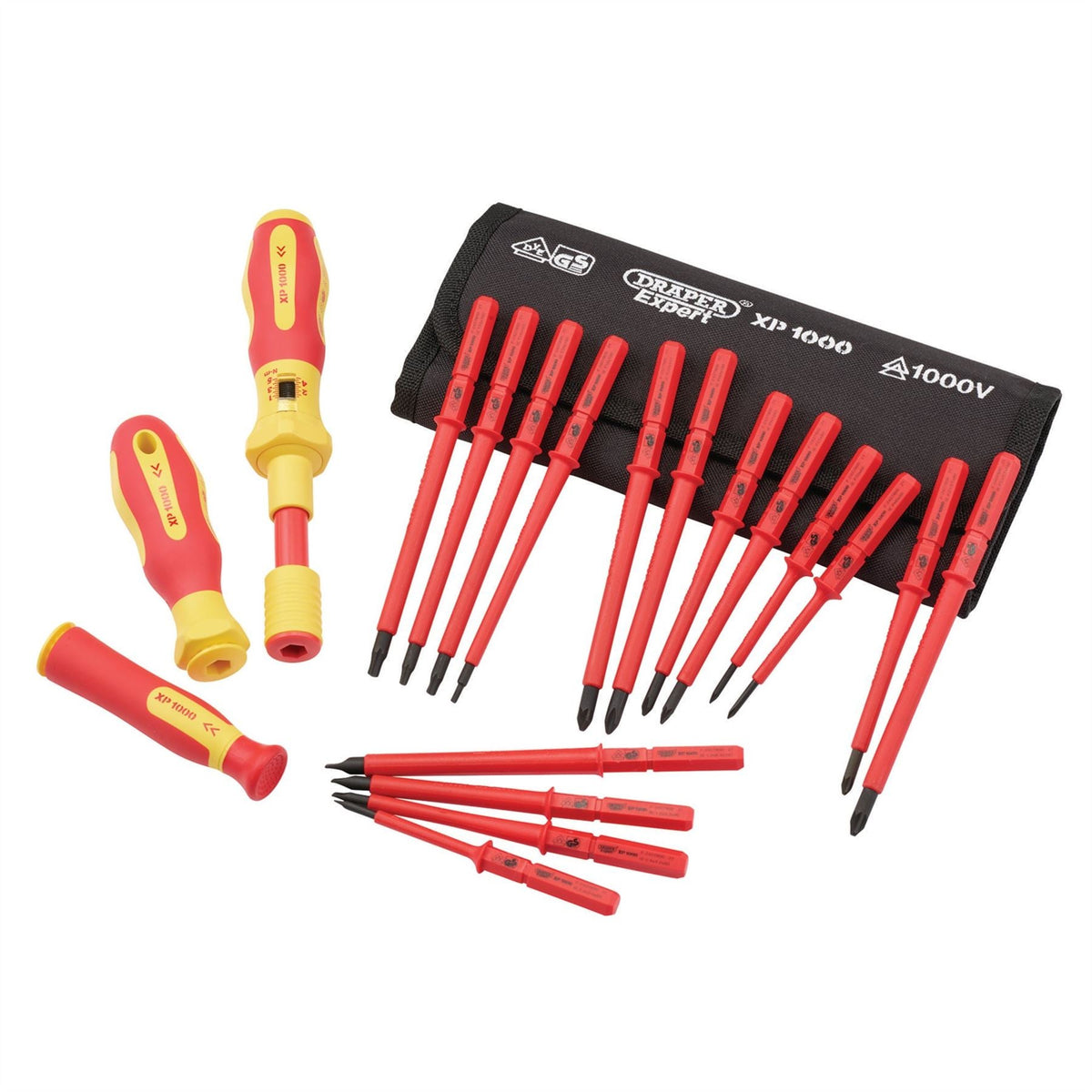 Draper XP1000 VDE Interchangeable Torque Screwdriver Set (19 Piece) 81762  White Rose Tools